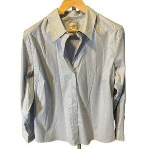 Chico's Gray Silver Metallic Fitted Blouse Top Sz XL